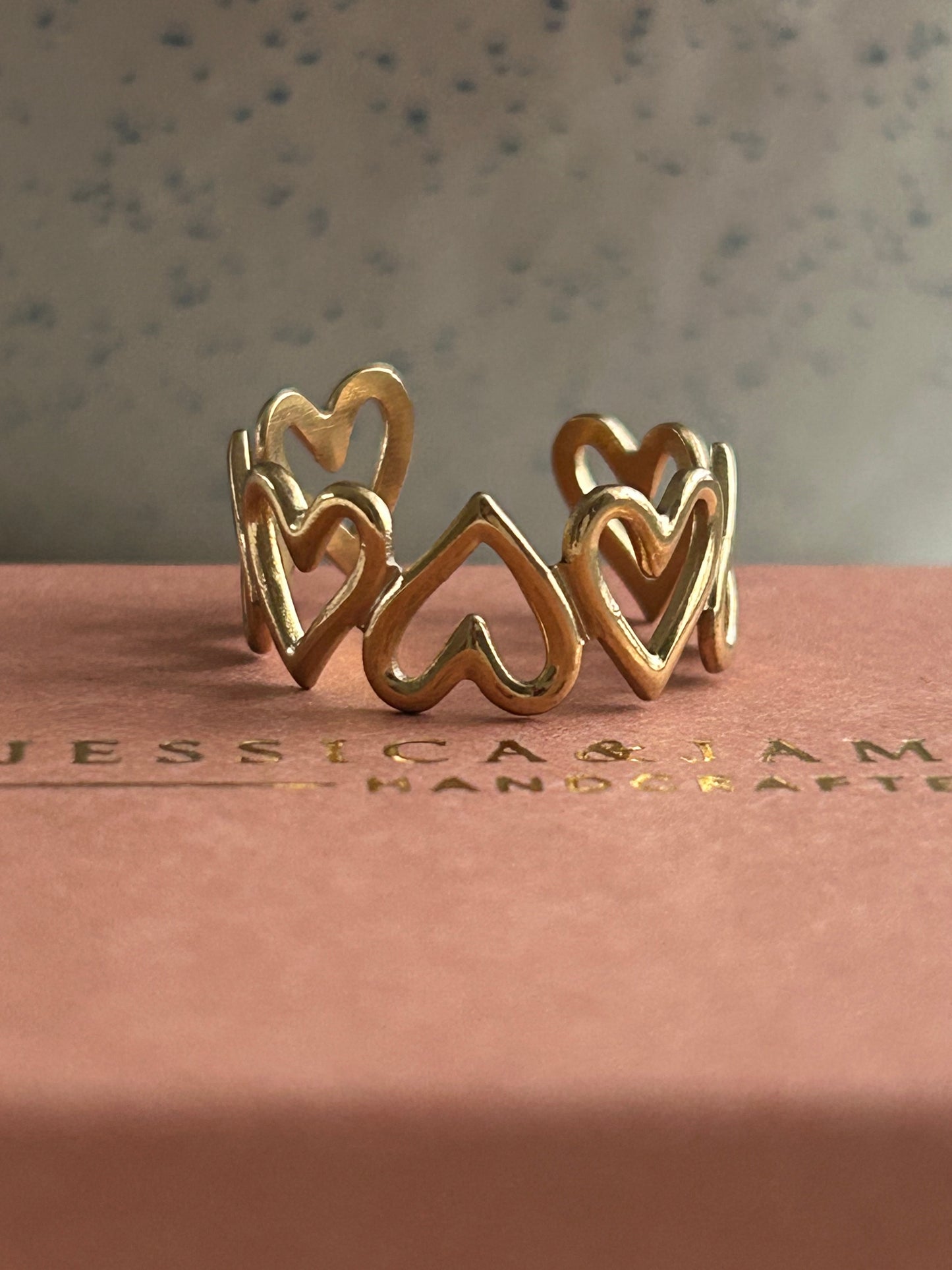 Adjustable heart ring - all the hearts