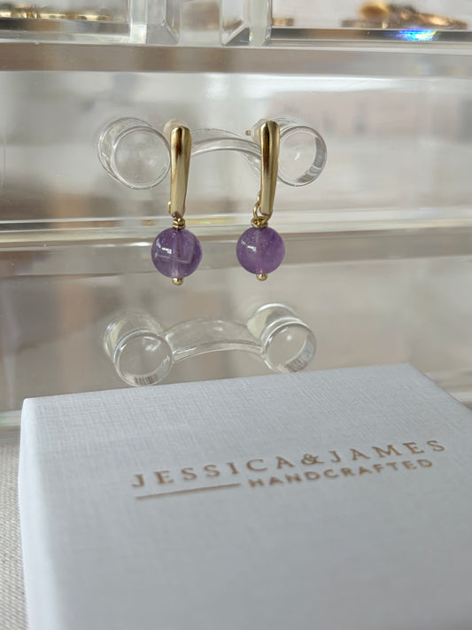 Amethyst gold earrings