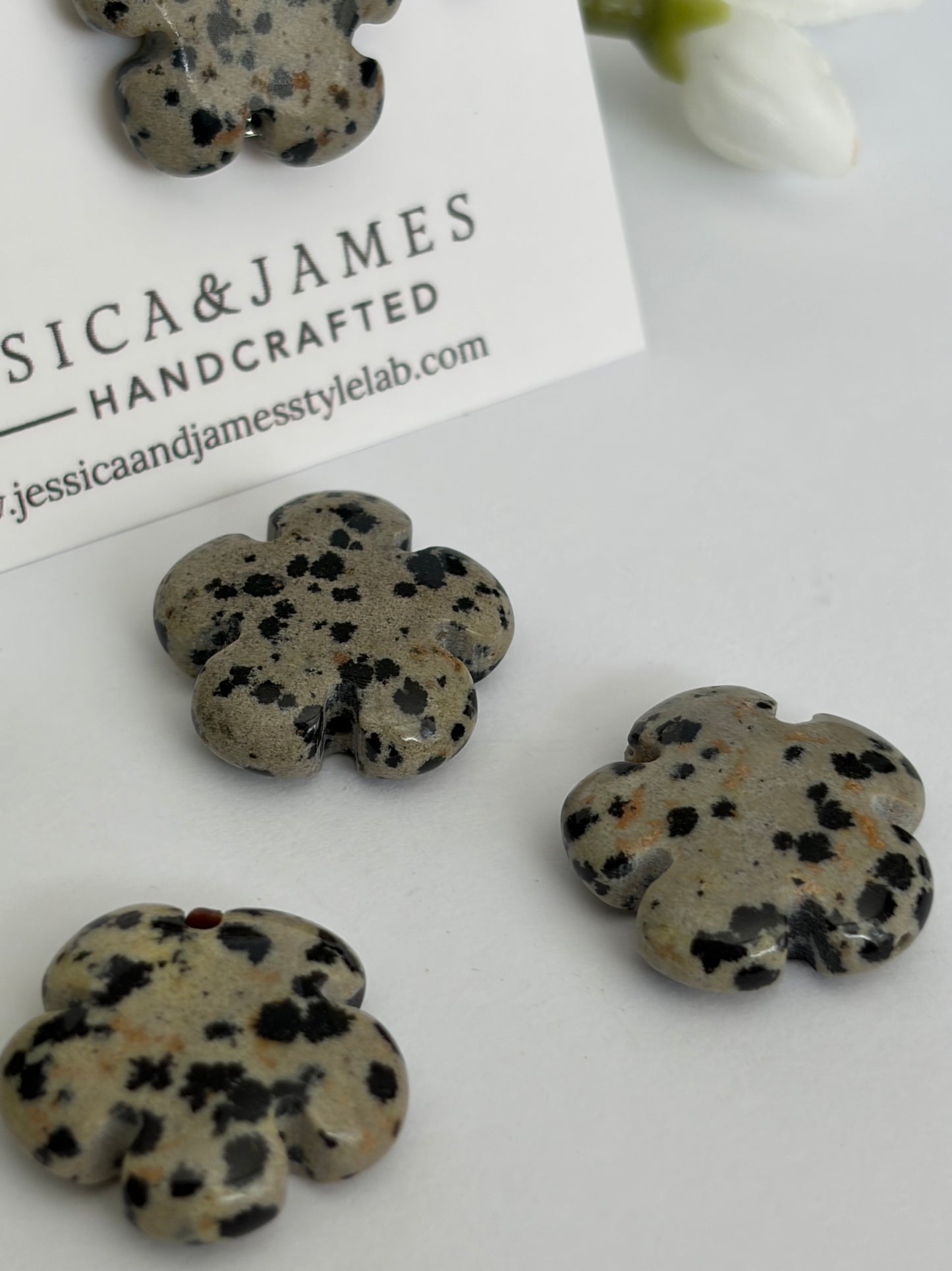 Dalmatian Jasper collar charm for dogs , Animal Crystal healing