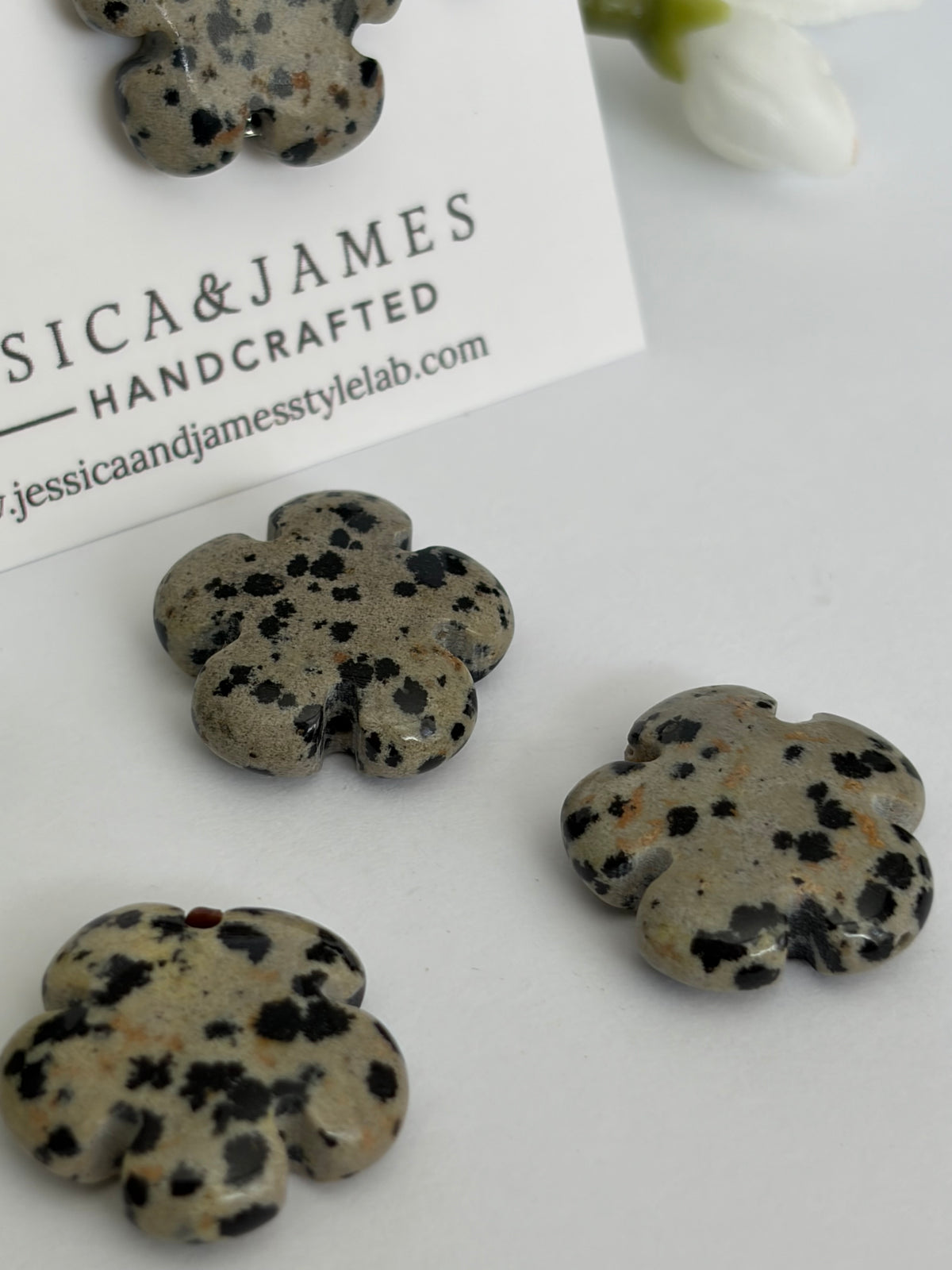 Dalmatian Jasper collar charm for dogs , Animal Crystal healing