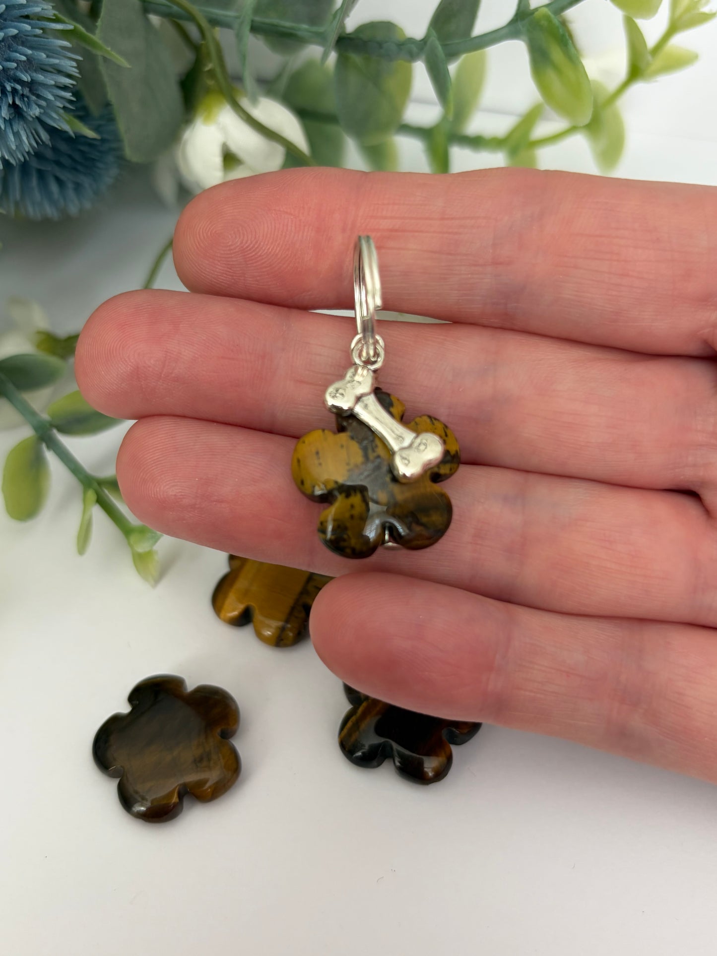 Tigers eye pet tag charm - grounding | uplifting | good luck collar charm for dogs