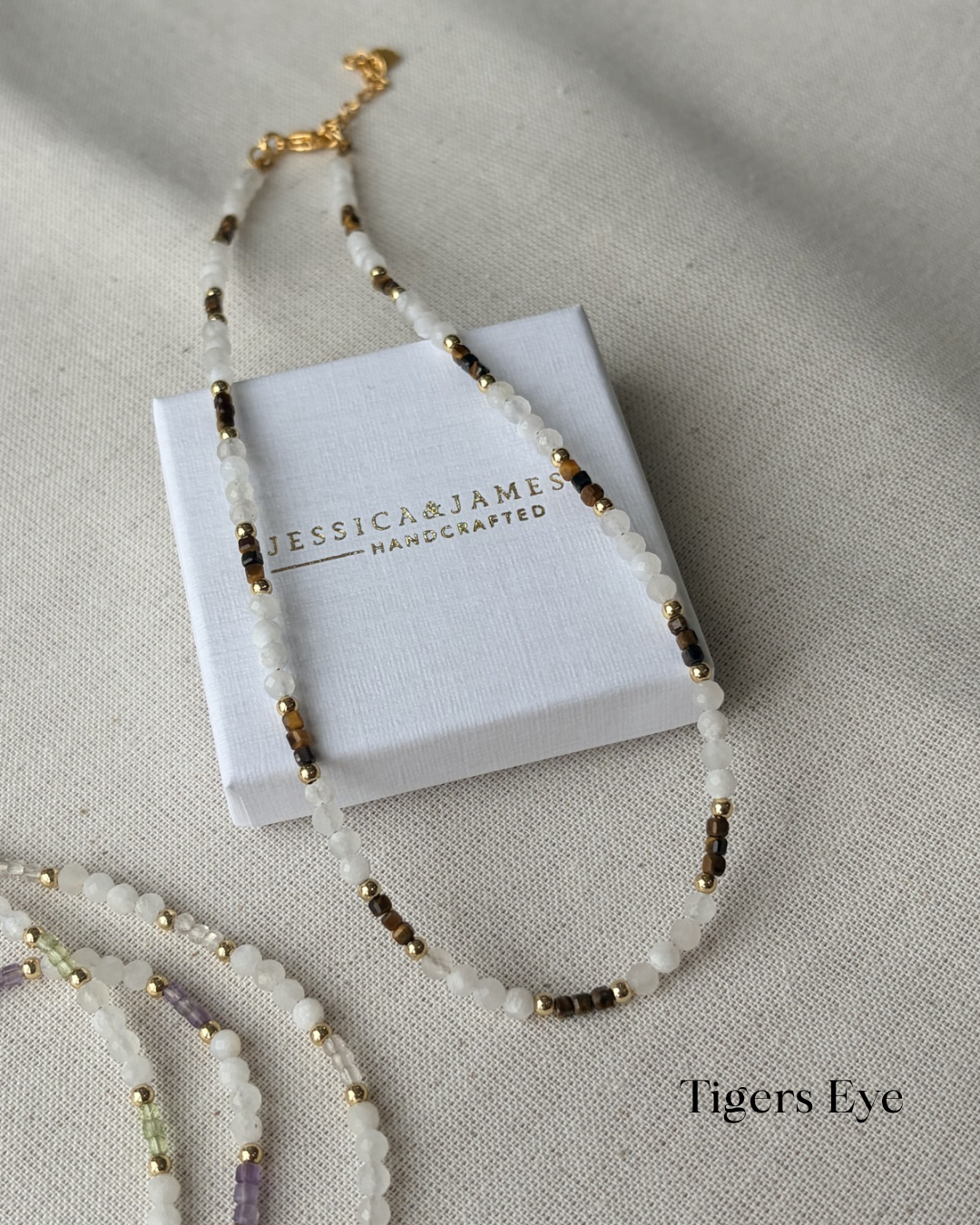 Moonstone beaded summer necklace gold - choice of natural gemstone
