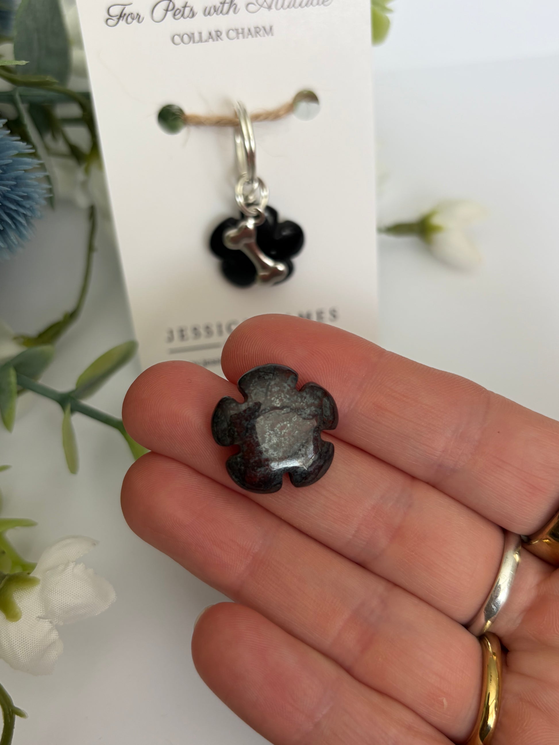 Large onyx calming crystal for dogs, luxury gemstone pet accessory