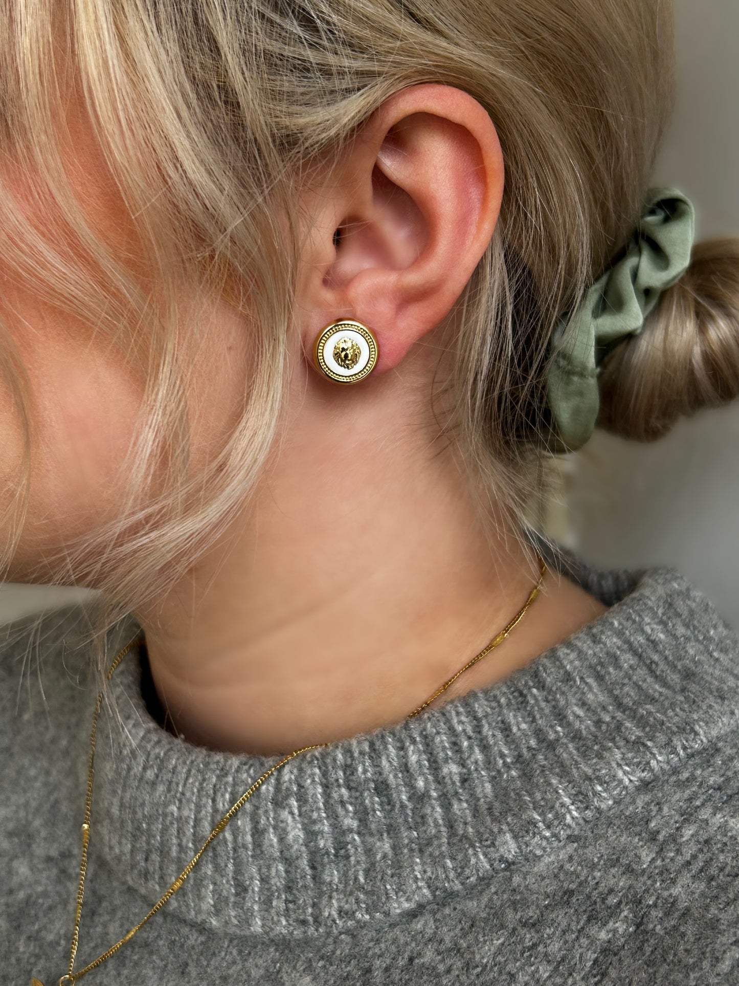 Luxe Lion Button Stud earrings