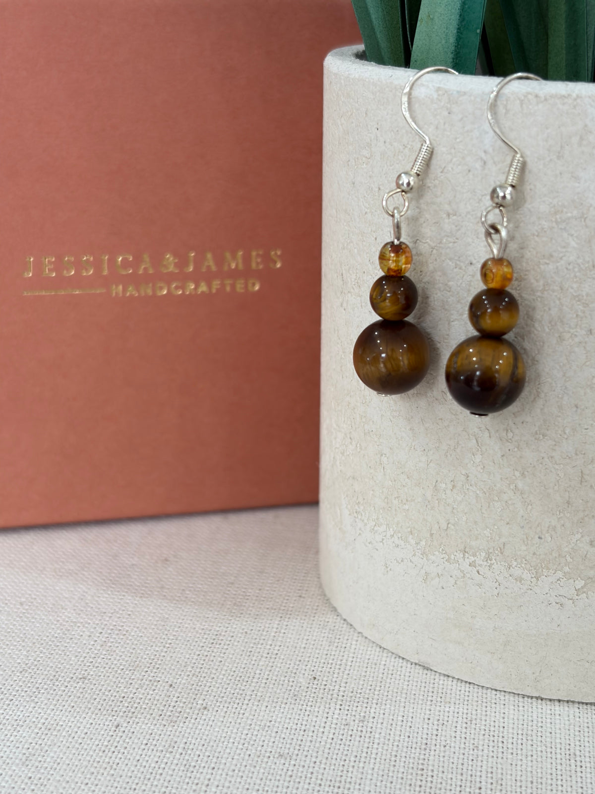 Tigers Eye Sterling Silver hook earrings