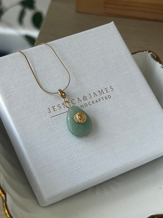 Green Aventurine Talisman gold necklace - manifesting a new era