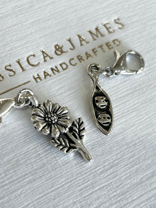 Peas in a pod shoe Charm pack | Silver Charms for Trainers | Cute shoe accessories