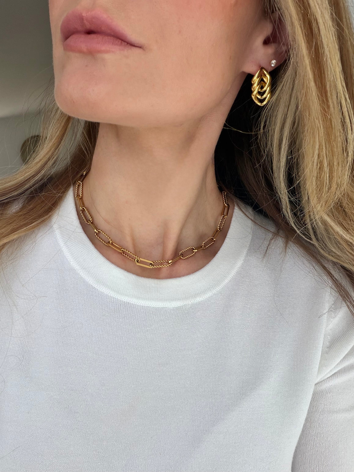 Chain link earrings in gold