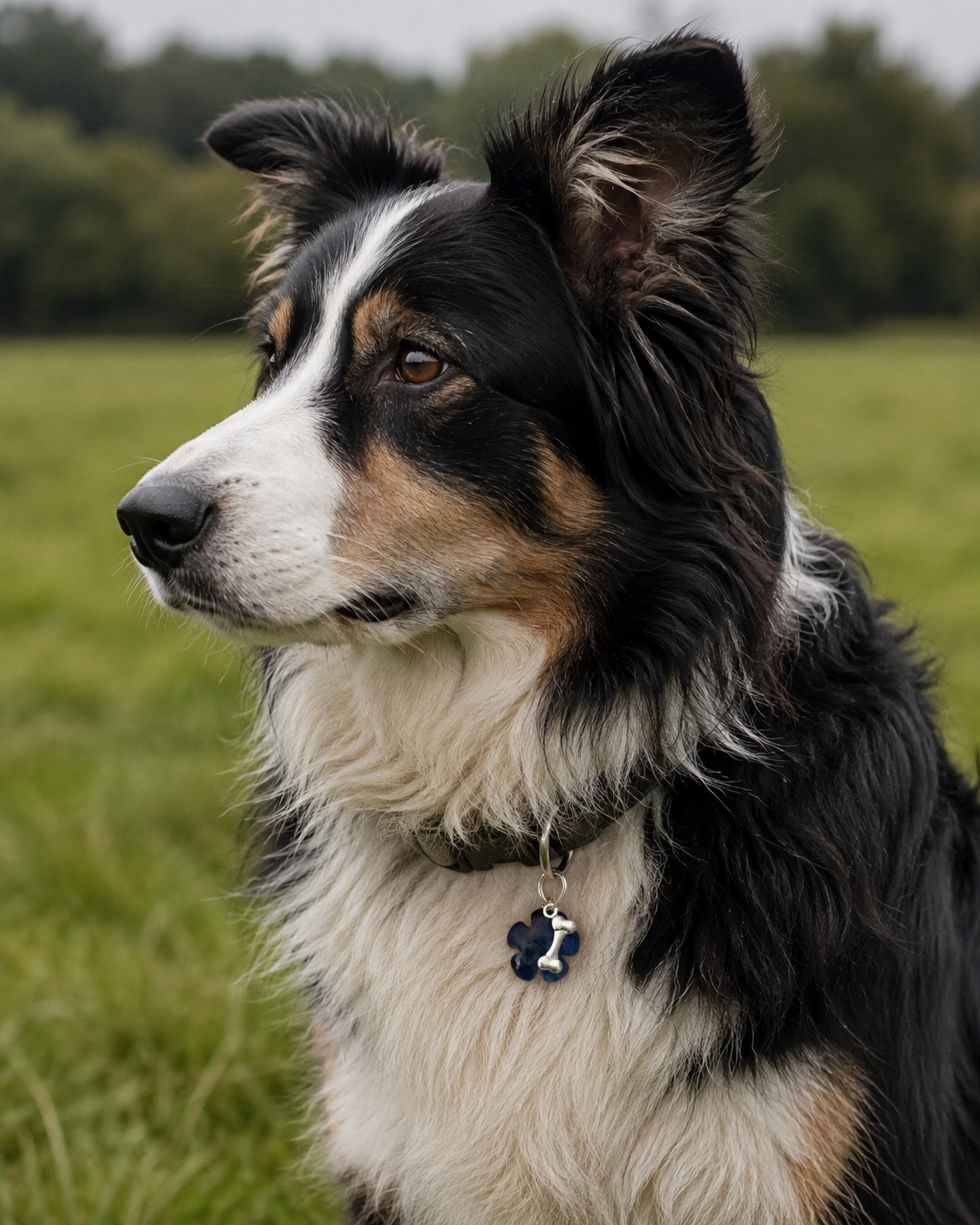 Sodalite blue gemstone for reactive dogs, calming crystals for dogs, anti anxiety dog collar charm
