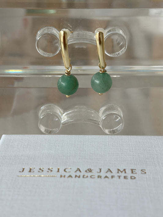 Green Aventurine gold earrings