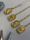 Solar Eclipse gold long layering necklace