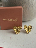 Crushed paper effect heart earrings