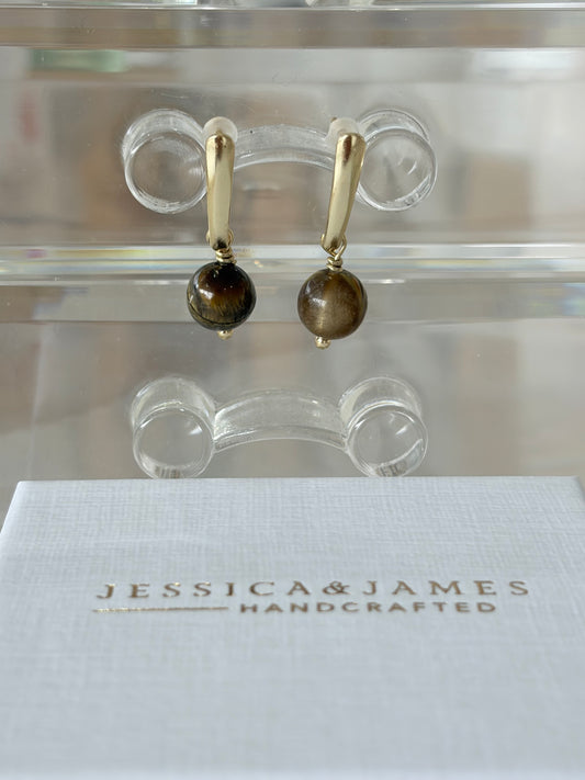 Tigers eye gold earrings