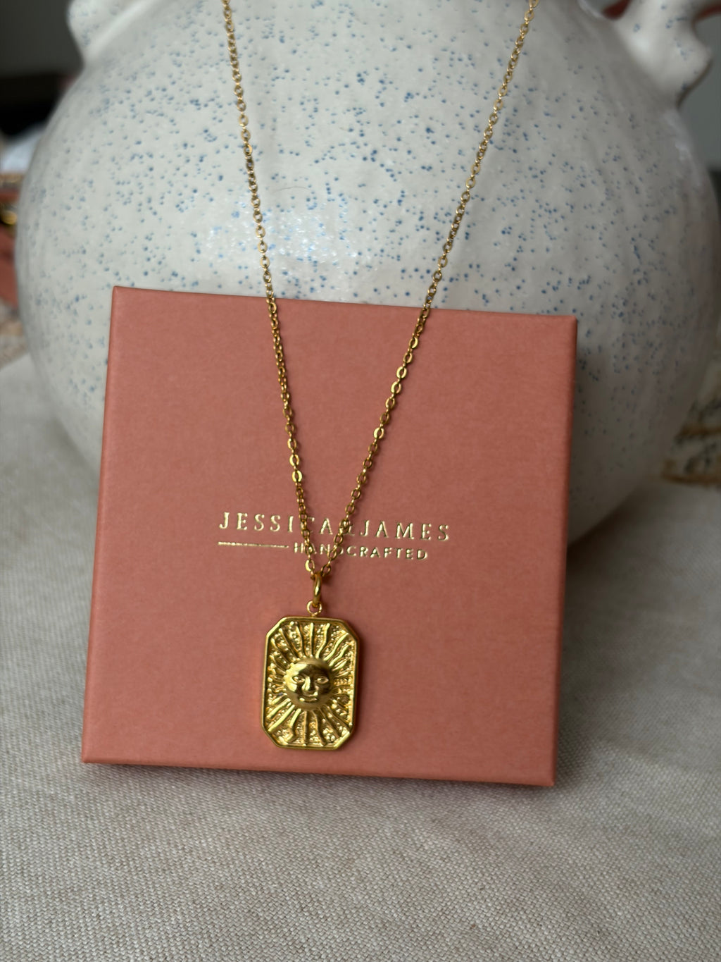 Solar Eclipse gold long layering necklace