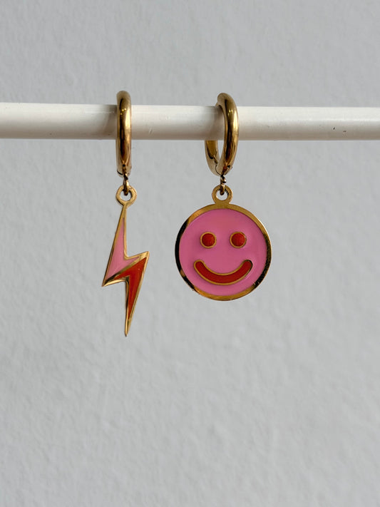 Funky charm huggie hoop earrings in gold