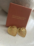 Gold leaf heart shaped earrings from Jessica & James