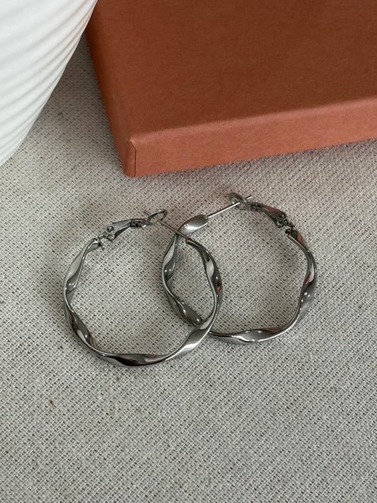 Silver full twist hoop earrings