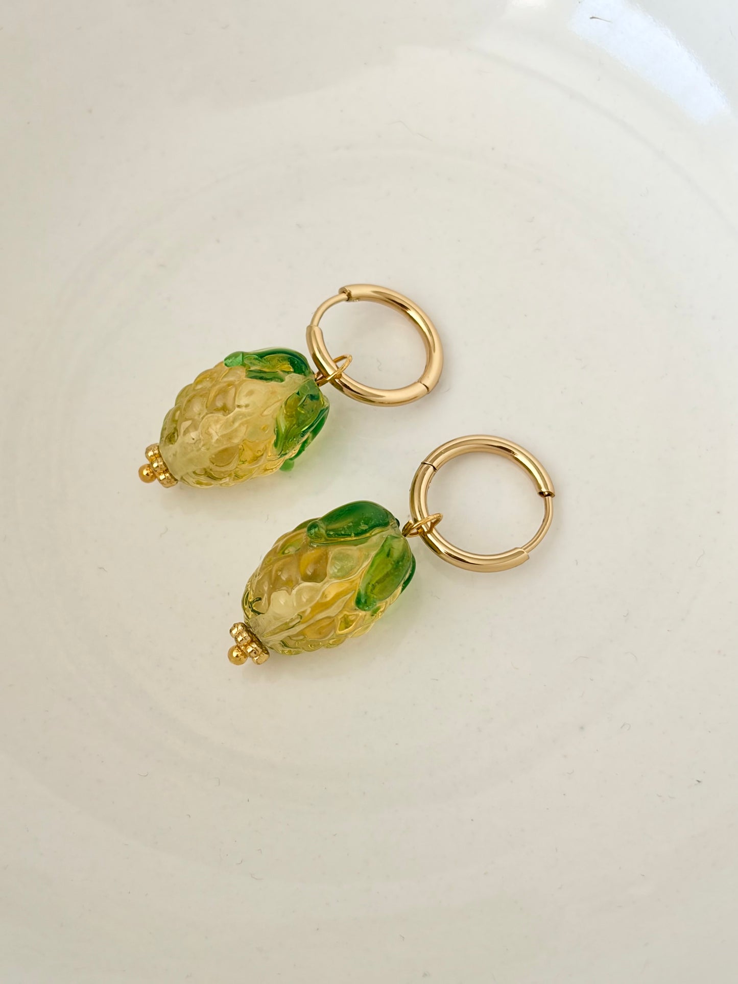 Pineapple huggie hoop earrings