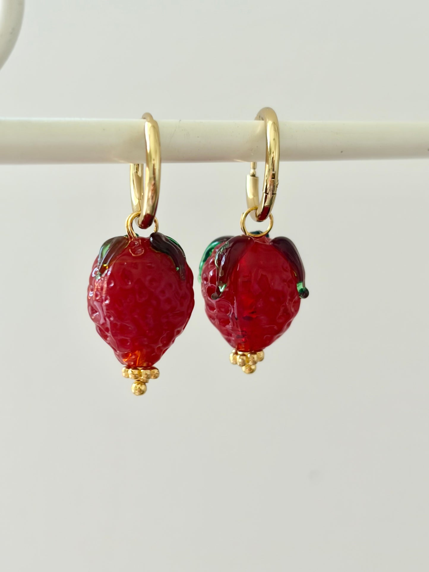 Strawberry huggie hoop earrings