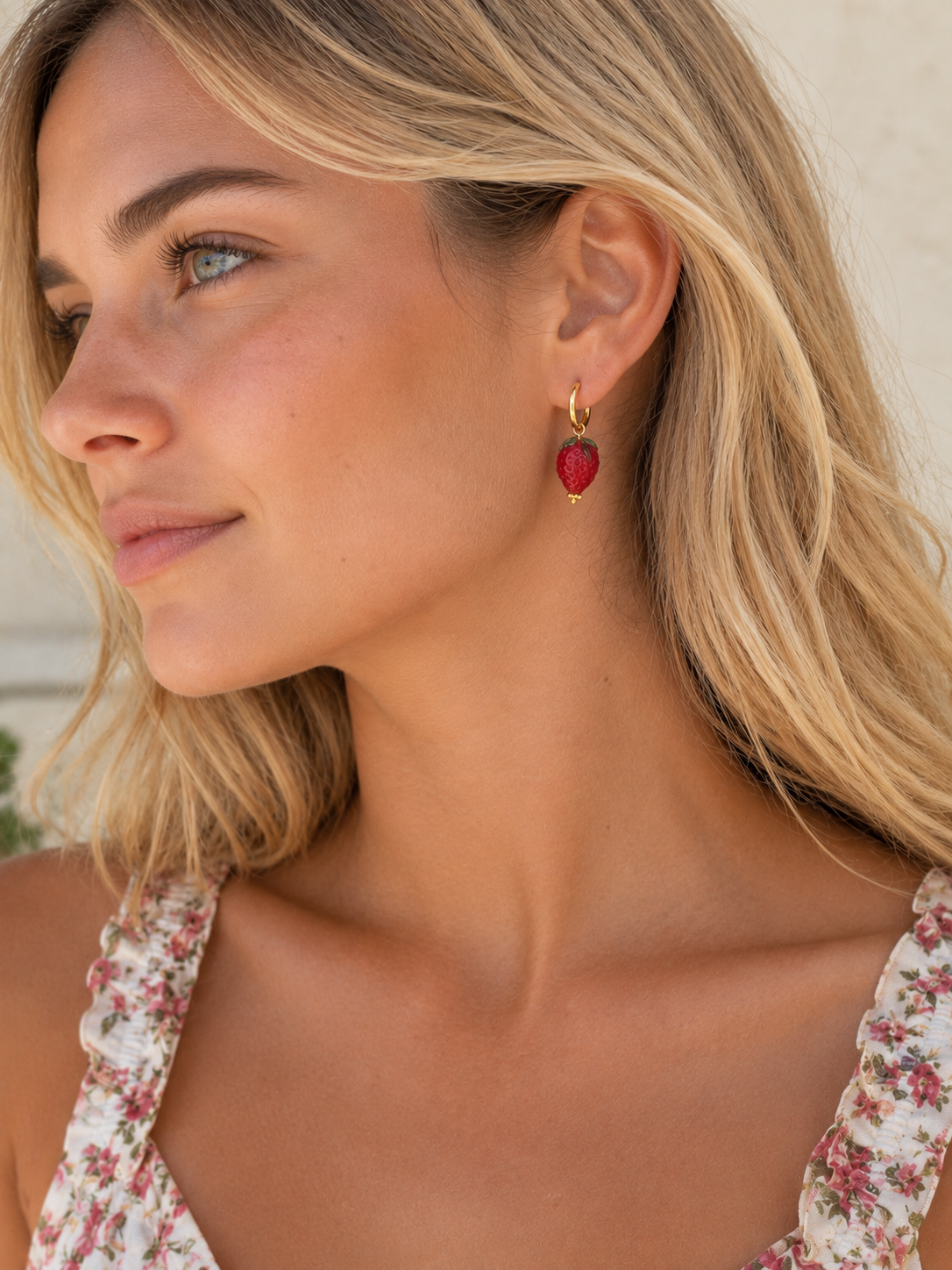 Strawberry huggie hoop earrings