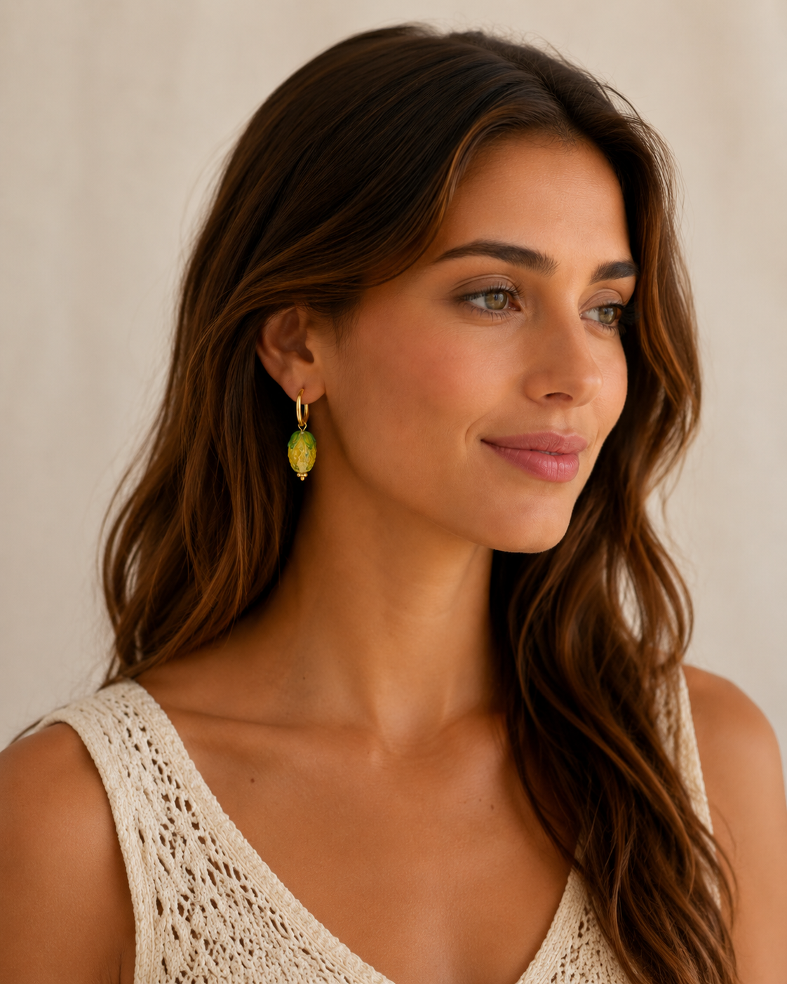 Pineapple huggie hoop earrings