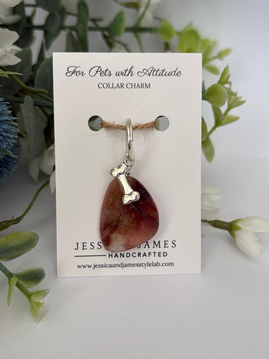 Tourmaline gemstone collar charm for large dogs on white background jessicaandjames