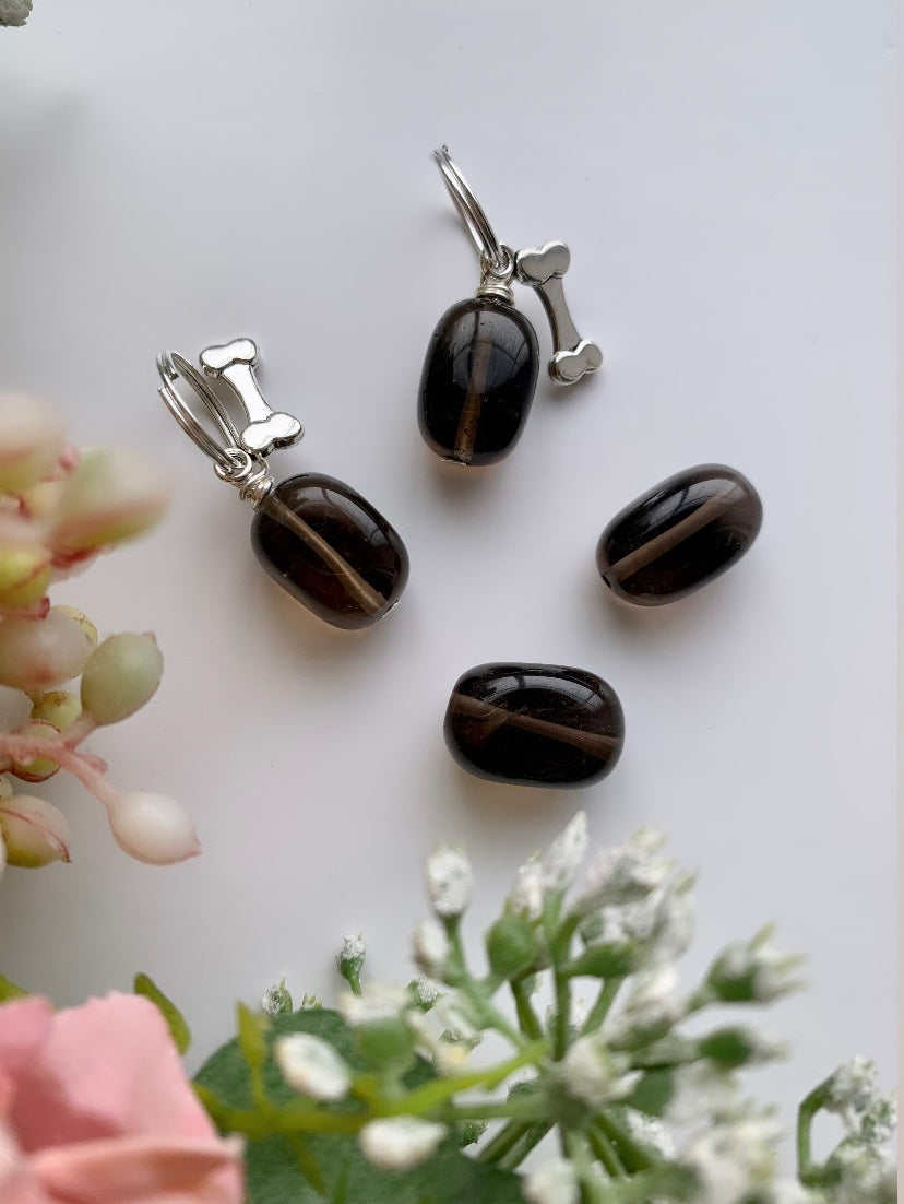 Smokey quartz dog collar charm for rescue and reactive dogs uk