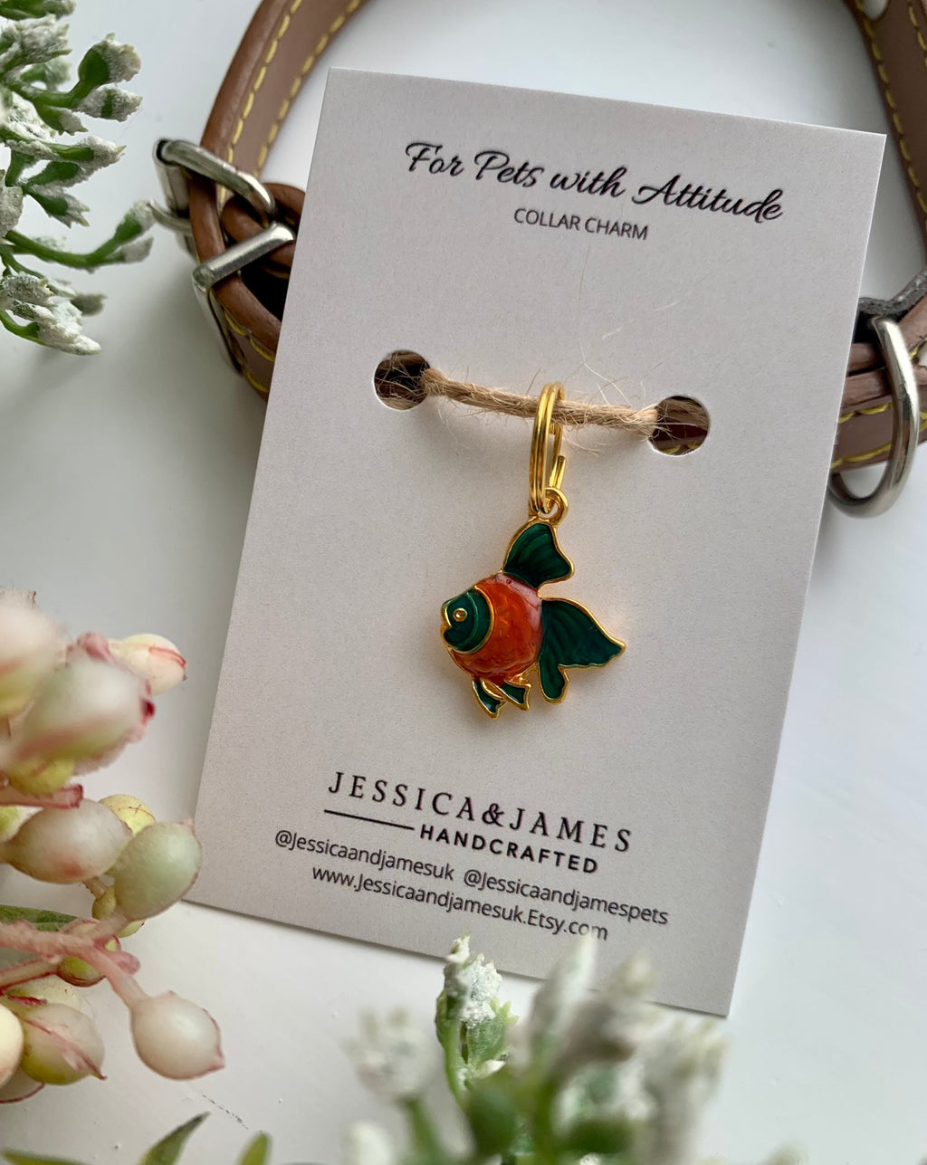 Cute Fish pet collar charm - enamel