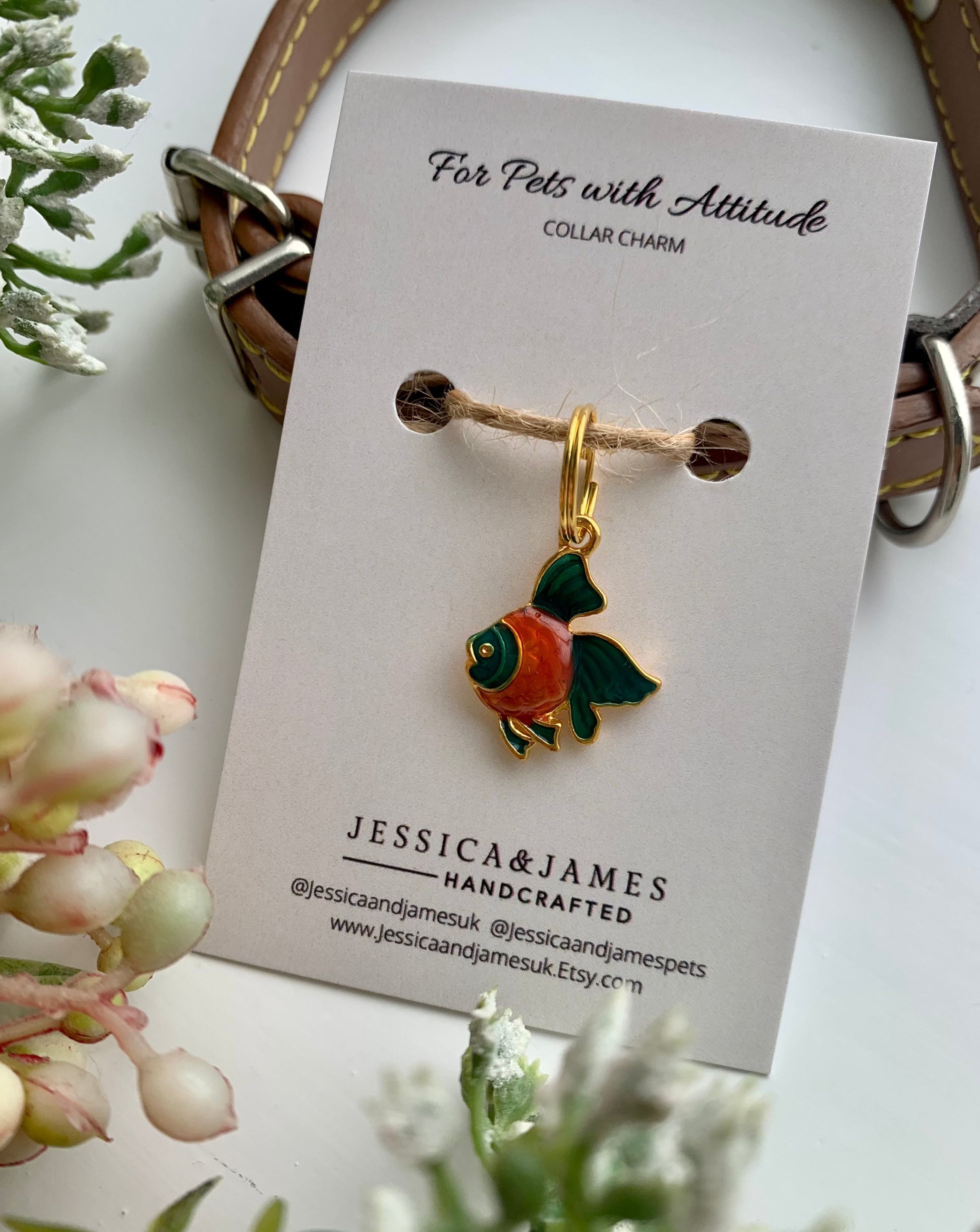 Cute Fish pet collar charm - enamel
